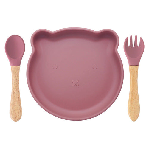 Baby Bear Silicone Bowl and Sportk Tableware Set