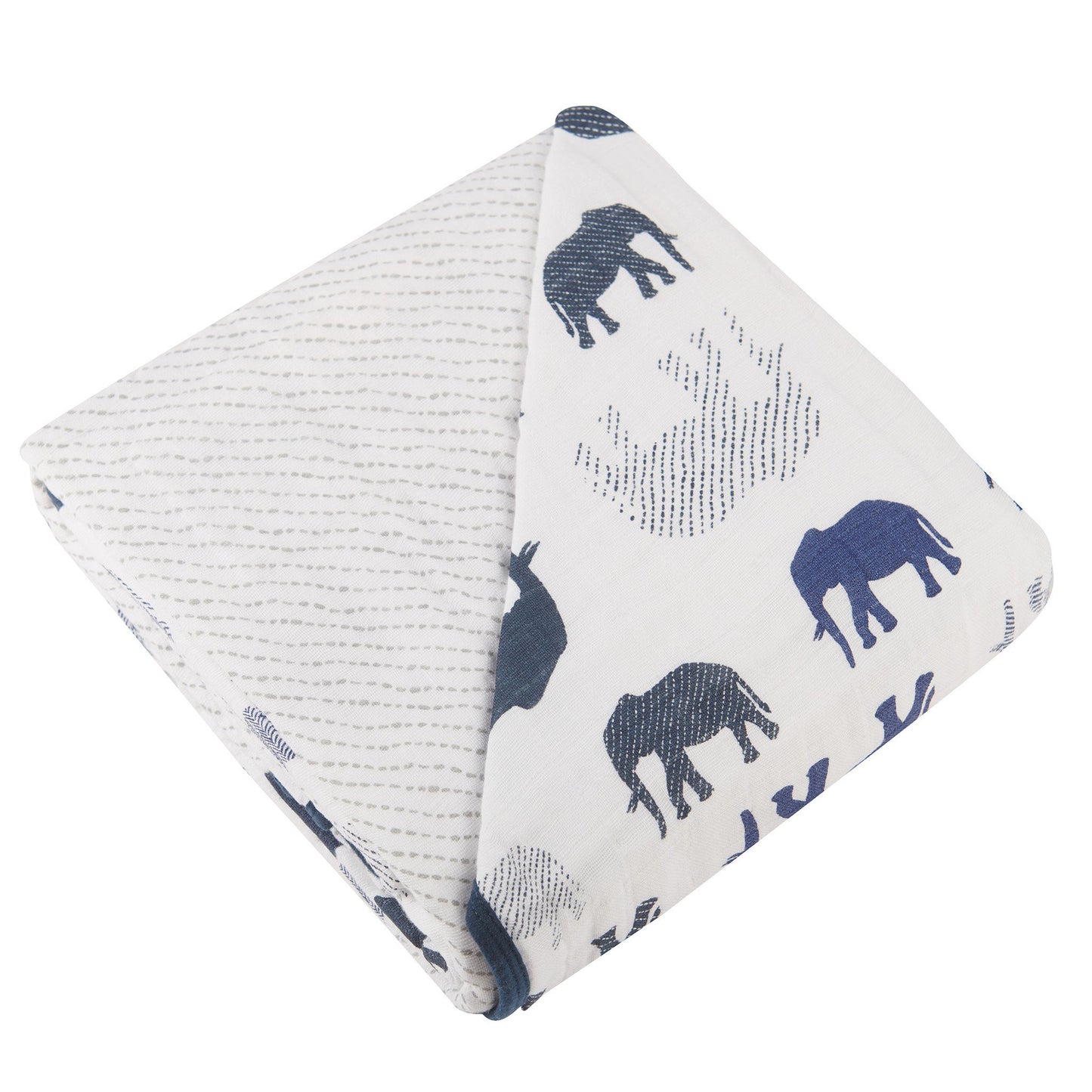 New Castle™ Blue Elephant Muslin Blanket – Four Layers of Pure Love