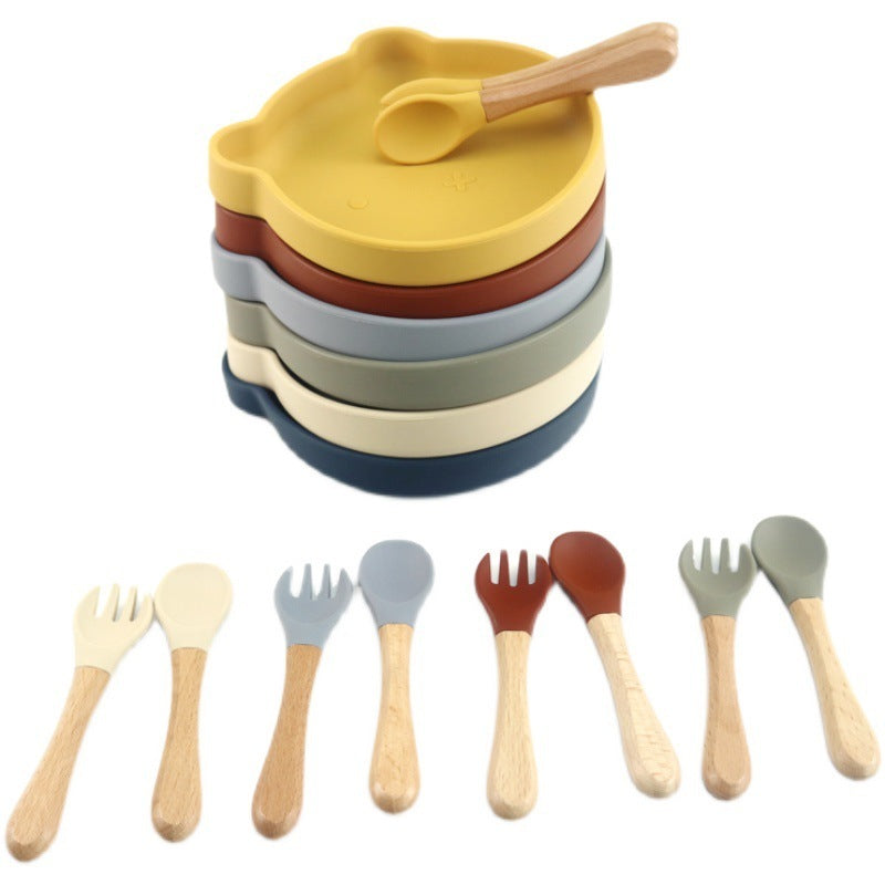 Baby Bear Silicone Bowl and Sportk Tableware Set