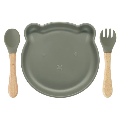 Baby Bear Silicone Bowl and Sportk Tableware Set