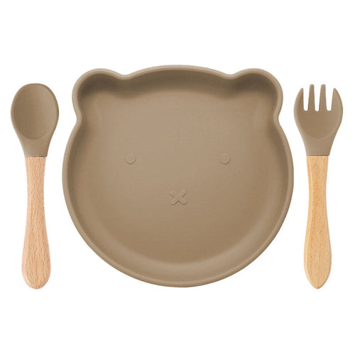 Baby Bear Silicone Bowl and Sportk Tableware Set