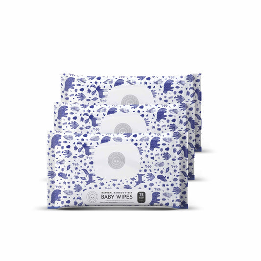Baby Wipes – 3 Pack of 75 Woodland-Themed Wipes