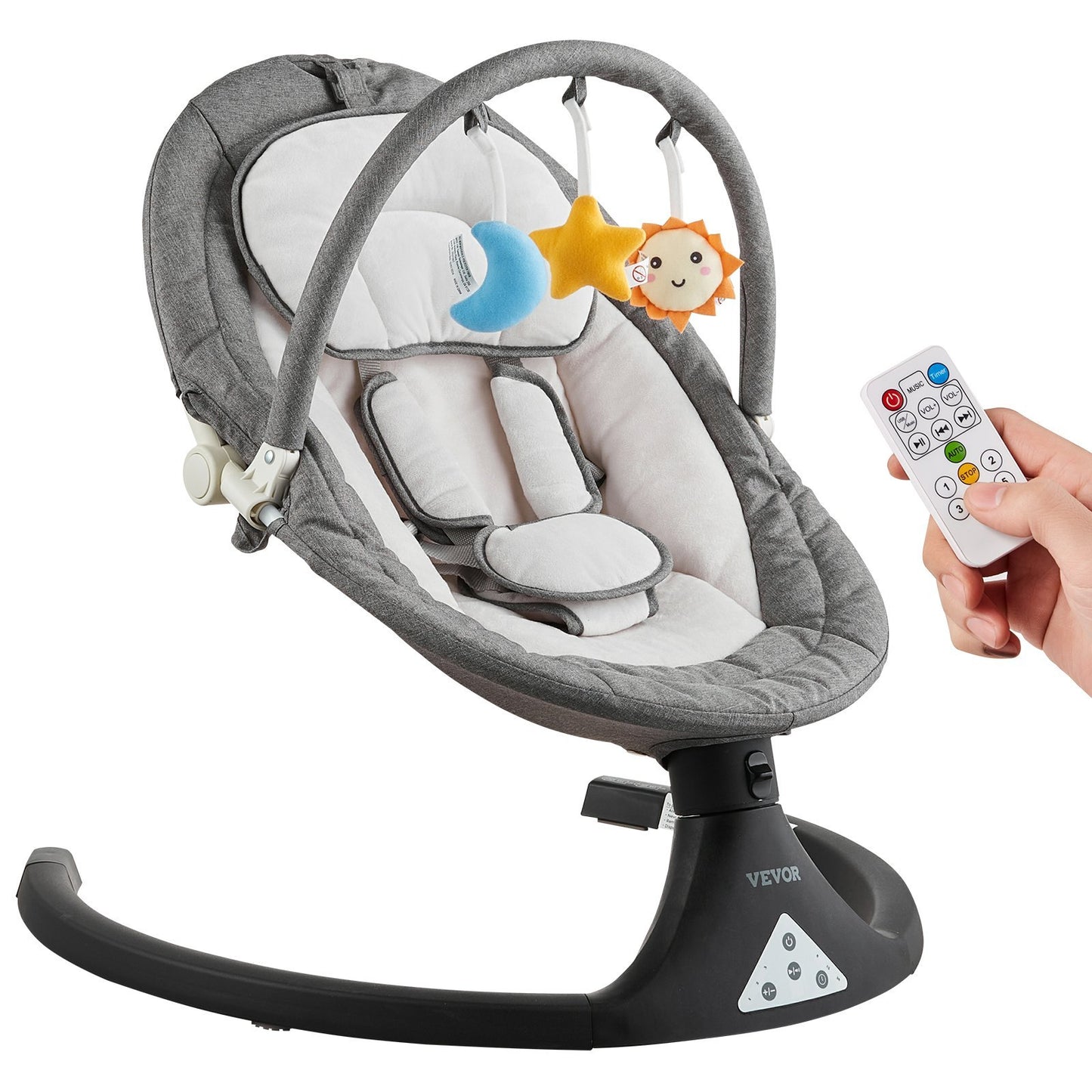 Sway & Soothe Baby Swing – 5 Speeds, 3 Positions, Bluetooth Music & Remote Control with Playful Toys